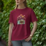 Camera With Flower - Half Sleeve T-Shirt for Women