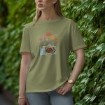 Camera With Flower - Half Sleeve T-Shirt for Women