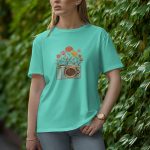 Camera With Flower - Half Sleeve T-Shirt for Women