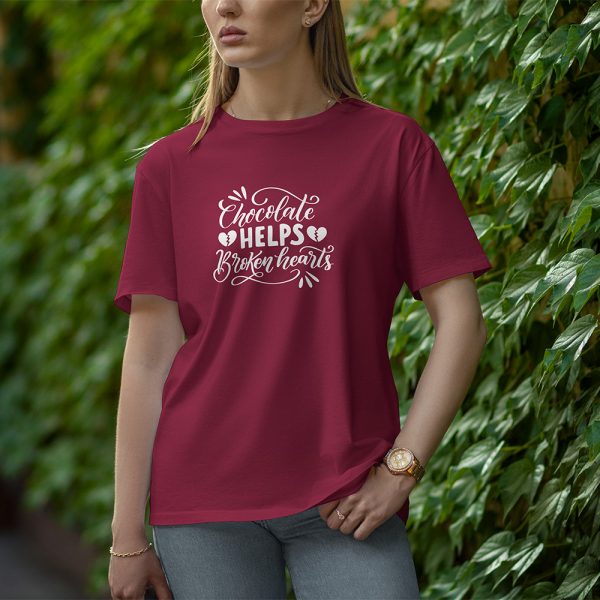 Chocolate Helps Broken Hearts - Half Sleeve T-Shirt for Women