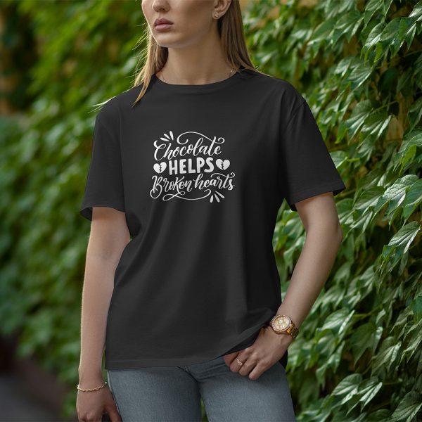 Chocolate Helps Broken Hearts - Half Sleeve T-Shirt for Women