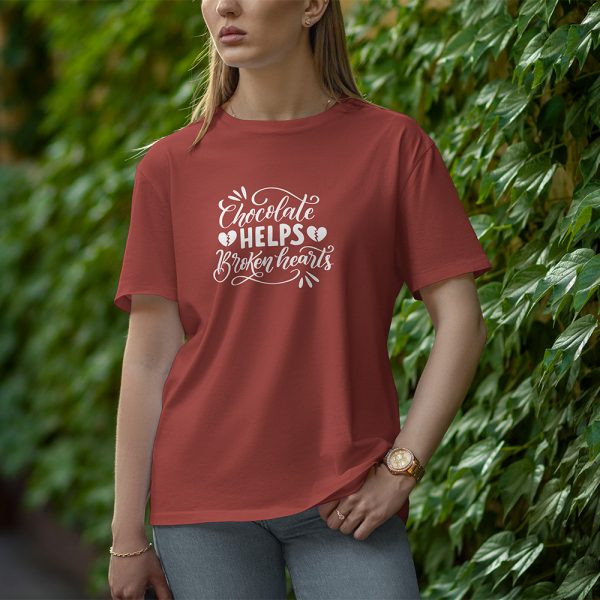 Chocolate Helps Broken Hearts - Half Sleeve T-Shirt for Women