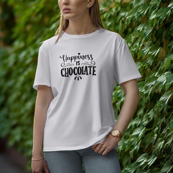 Happiness Is Chocolate - Half Sleeve T-Shirt for Women