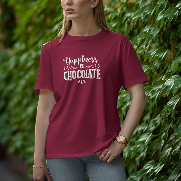 Happiness Is Chocolate - Half Sleeve T-Shirt for Women