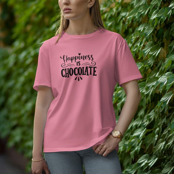 Happiness Is Chocolate - Half Sleeve T-Shirt for Women