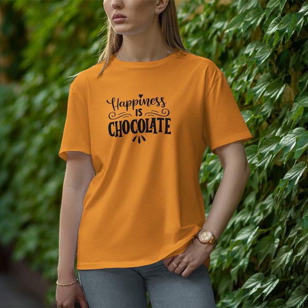 Happiness Is Chocolate - Half Sleeve T-Shirt for Women