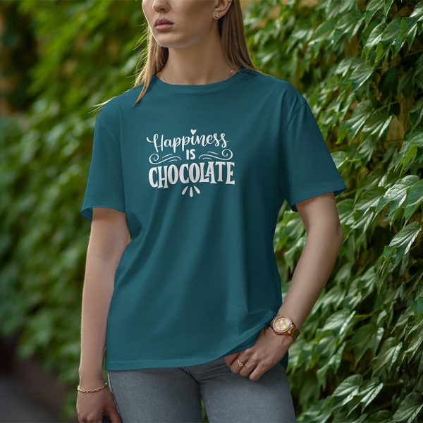 Happiness Is Chocolate - Half Sleeve T-Shirt for Women