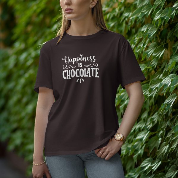 Happiness Is Chocolate - Half Sleeve T-Shirt for Women