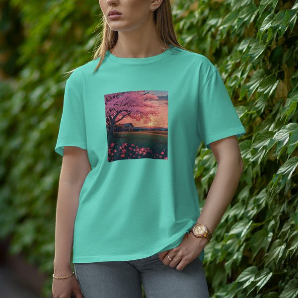 Hot With Flowers - Half Sleeve T-Shirt for Women