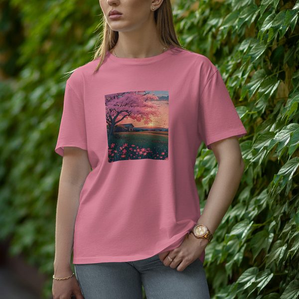 Hot With Flowers - Half Sleeve T-Shirt for Women