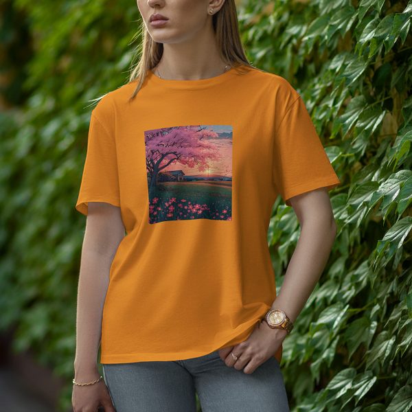 Hot With Flowers - Half Sleeve T-Shirt for Women