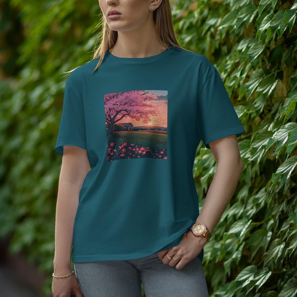 Hot With Flowers - Half Sleeve T-Shirt for Women