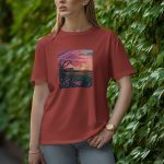 Hot With Flowers - Half Sleeve T-Shirt for Women