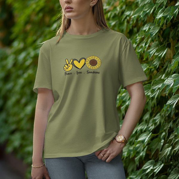 Peace Love Sunshine - Half Sleeve T-Shirt for Women