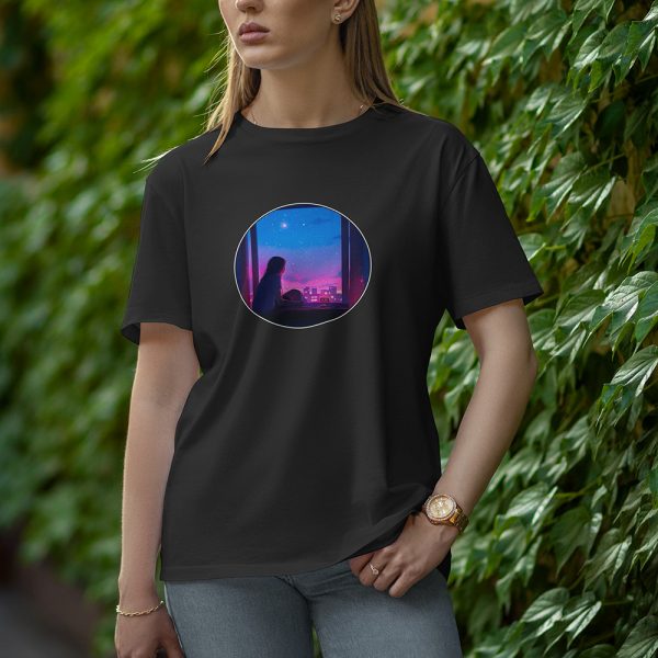 Siting Girl - Half Sleeve T-Shirt for Women