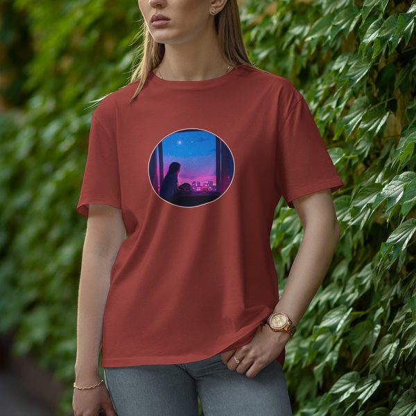 Siting Girl - Half Sleeve T-Shirt for Women