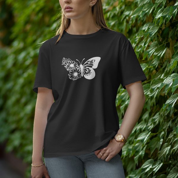 Sun Flower Butterfly - Half Sleeve T-Shirt for Women