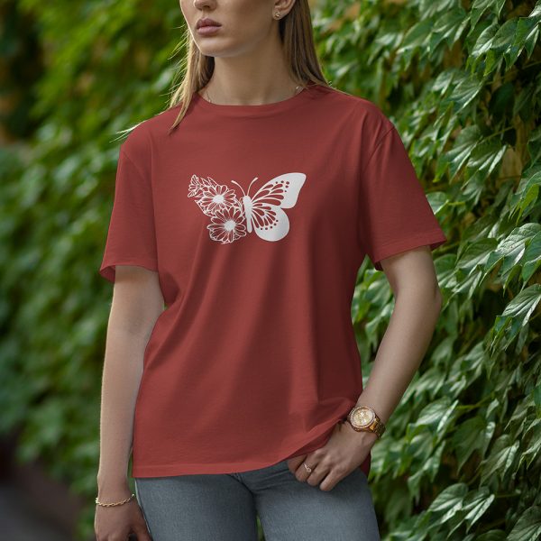 Sun Flower Butterfly - Half Sleeve T-Shirt for Women