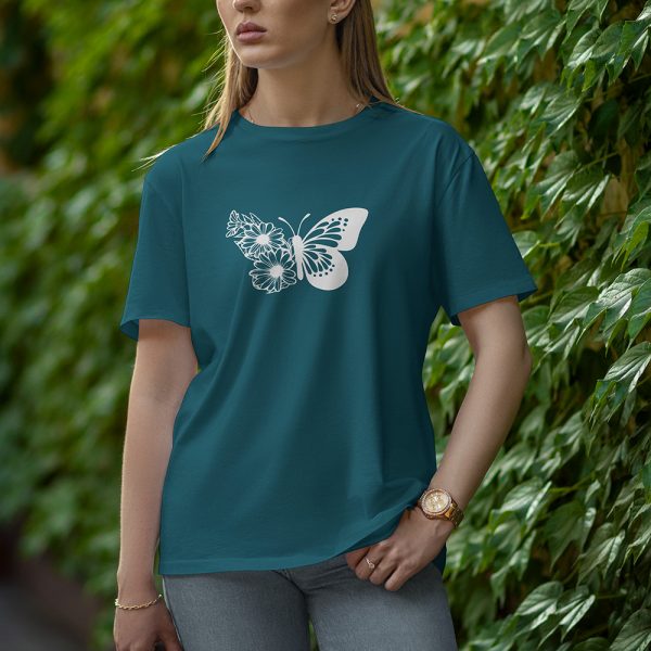 Sun Flower Butterfly - Half Sleeve T-Shirt for Women