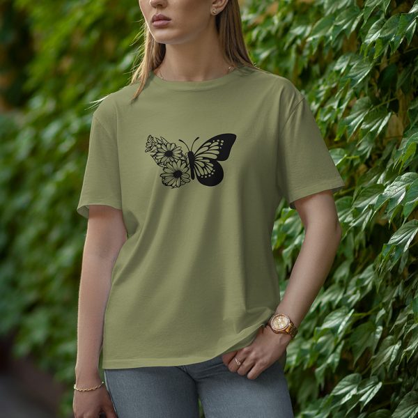 Sun Flower Butterfly - Half Sleeve T-Shirt for Women