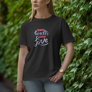 Two Hearts One Love - Half Sleeve T-shirt for Women