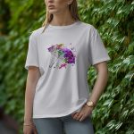 Umbrella With Flower - Half Sleeve T-Shirt for Women