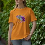 Umbrella With Flower - Half Sleeve T-Shirt for Women