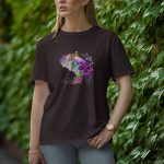 Umbrella With Flower - Half Sleeve T-Shirt for Women