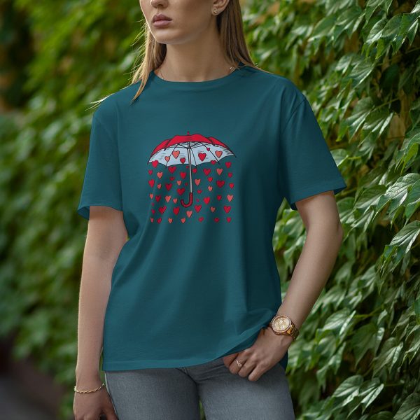 Umbrella With Love - Half Sleeve T-Shirt for Women