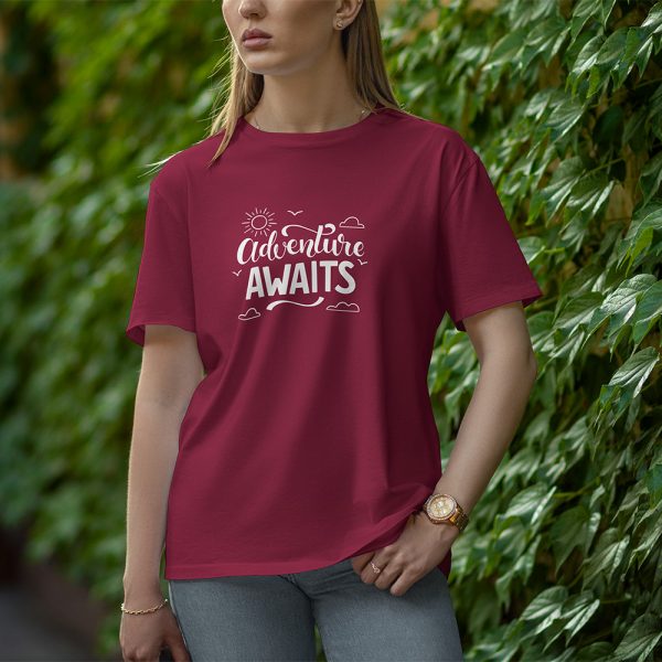 Adventures Awaits - Half Sleeve T-Shirt for Women