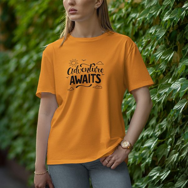 Adventures Awaits - Half Sleeve T-Shirt for Women