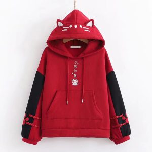 Red Color High Quality Premium Stylish Cotton Hoodie For Women