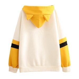 Premium Quality Stylish Cotton Hoodie White And Yellow Color For Women (2)