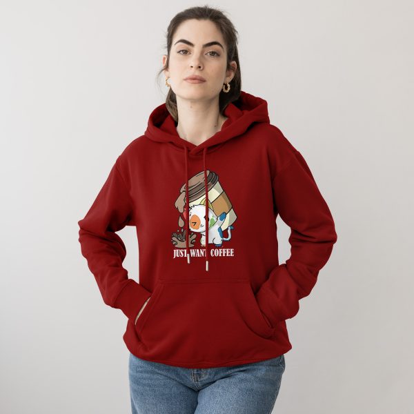 Premium Quality Stylish Cotton Hoodie For Women Just Want Coffee